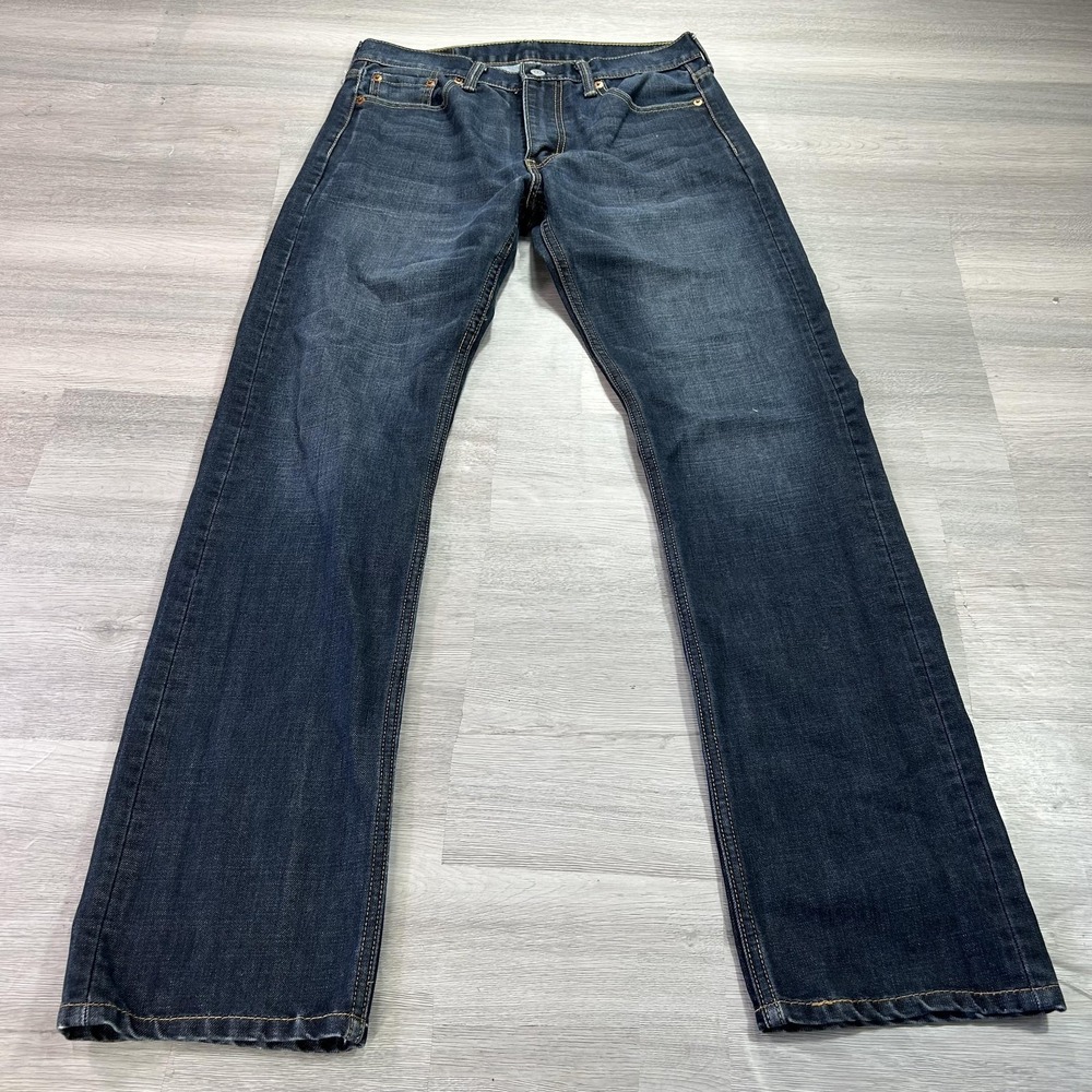 Levis 513 Jeans Mens 30x32 Blue Slim Straight Denim Dark Wash Pants Zip Fly